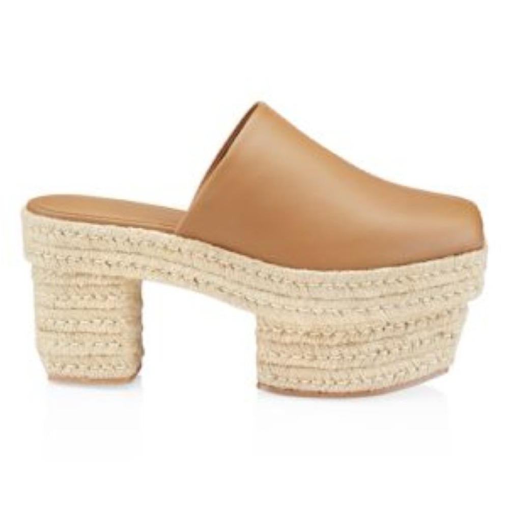 Cult Gaia Tan Straw Platform Mules